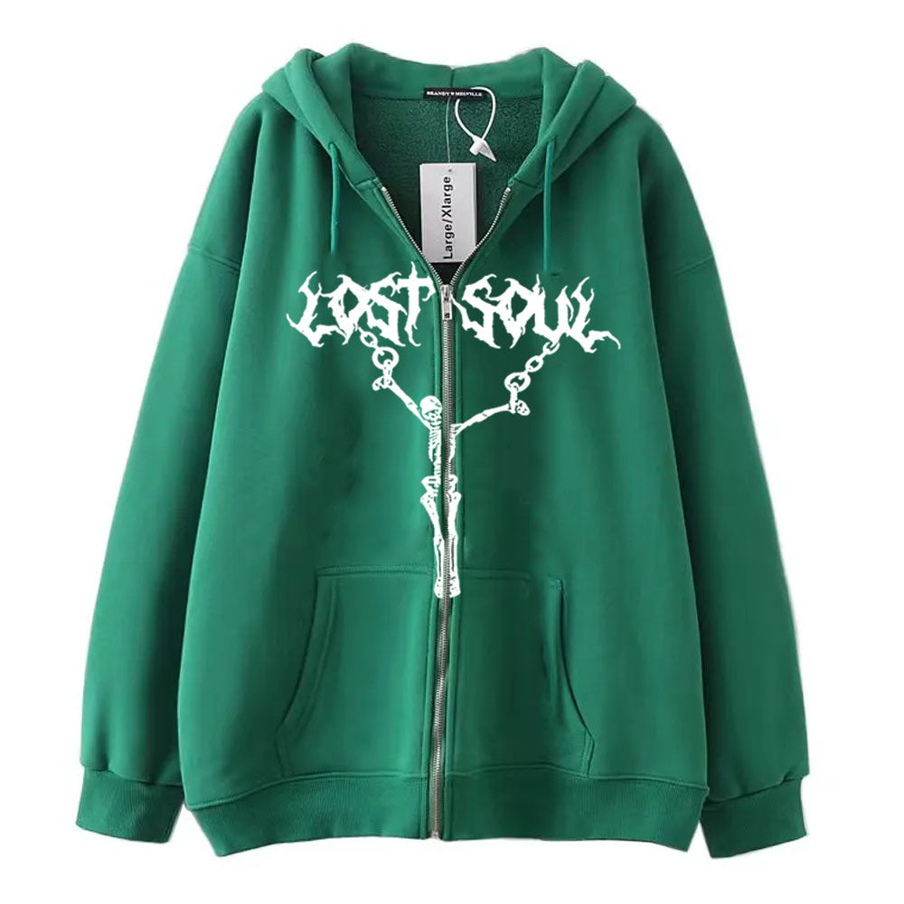 Women's Street Hip-hop Jacket Skeleton Zipper - BERSHVIBE