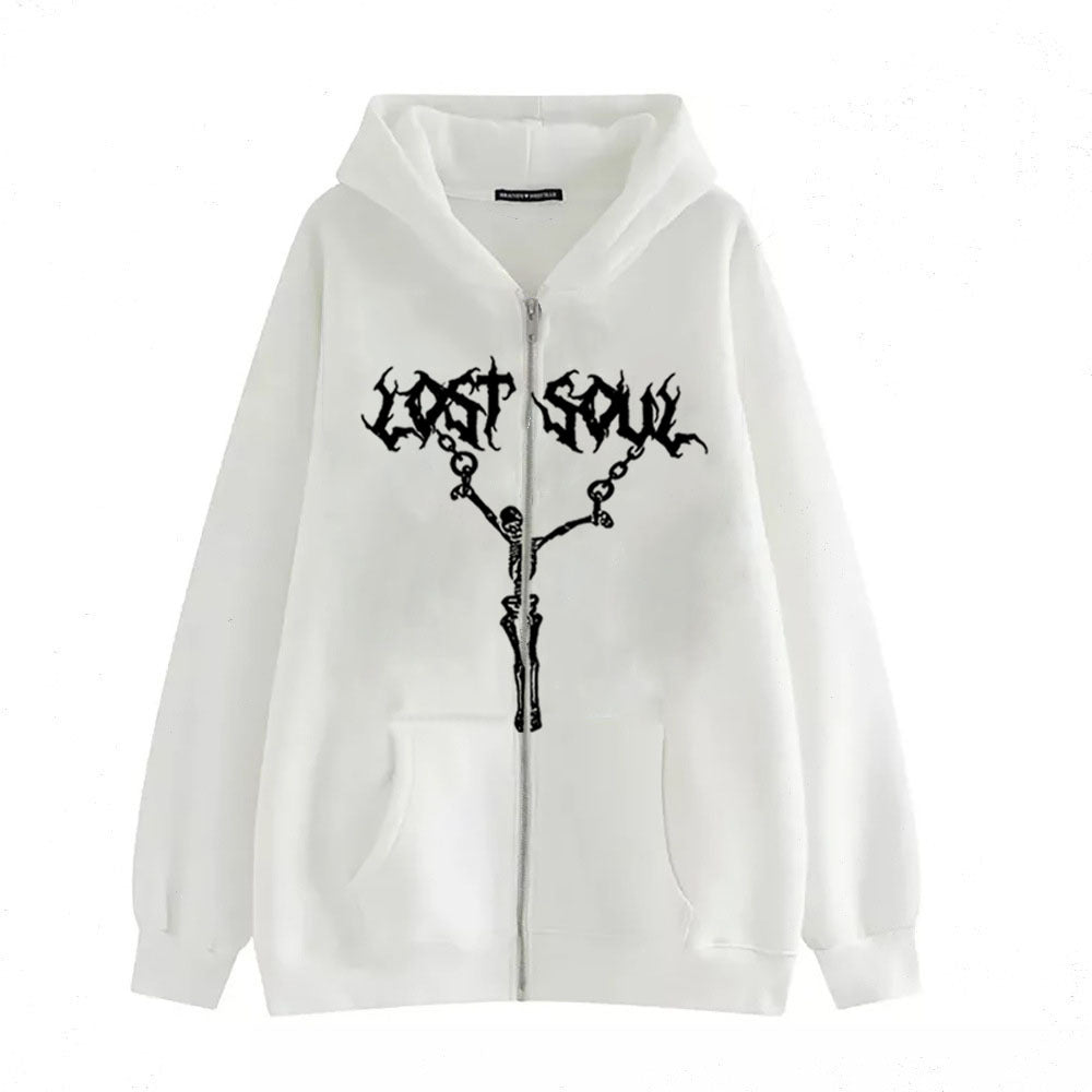 Women's Street Hip-hop Jacket Skeleton Zipper - BERSHVIBE