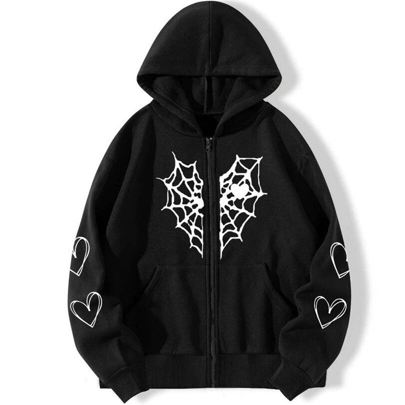 Spider Rhinestone Print Tide With The Same Cardigan Jacket - BERSHVIBE