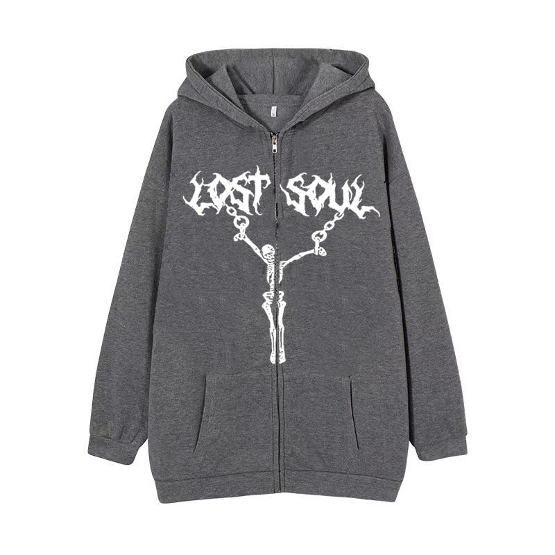 Women's Street Hip-hop Jacket Skeleton Zipper - BERSHVIBE