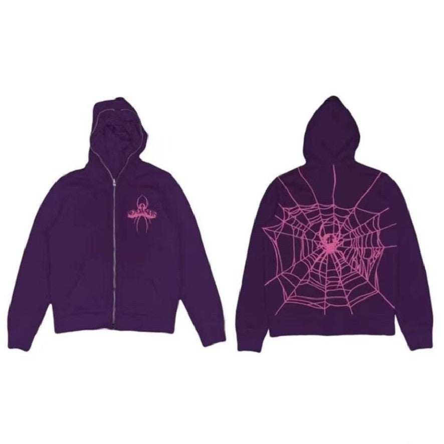 Spider Rhinestone Print Tide With The Same Cardigan Jacket - BERSHVIBE