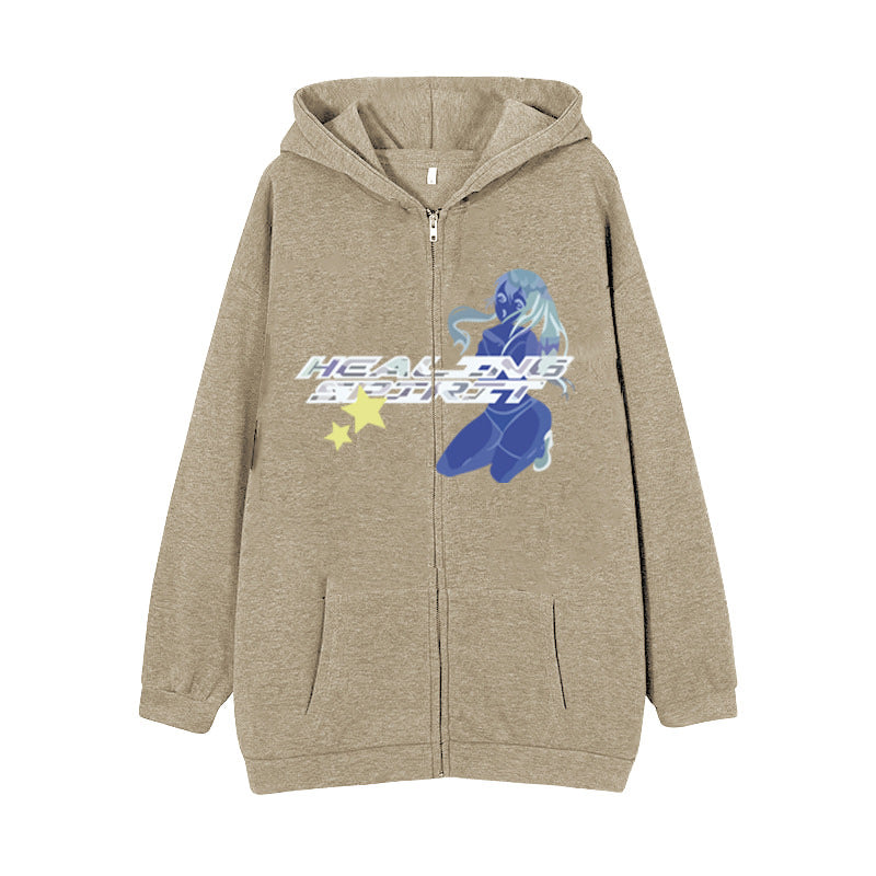 Sweatshirt Print Zip - BERSHVIBE