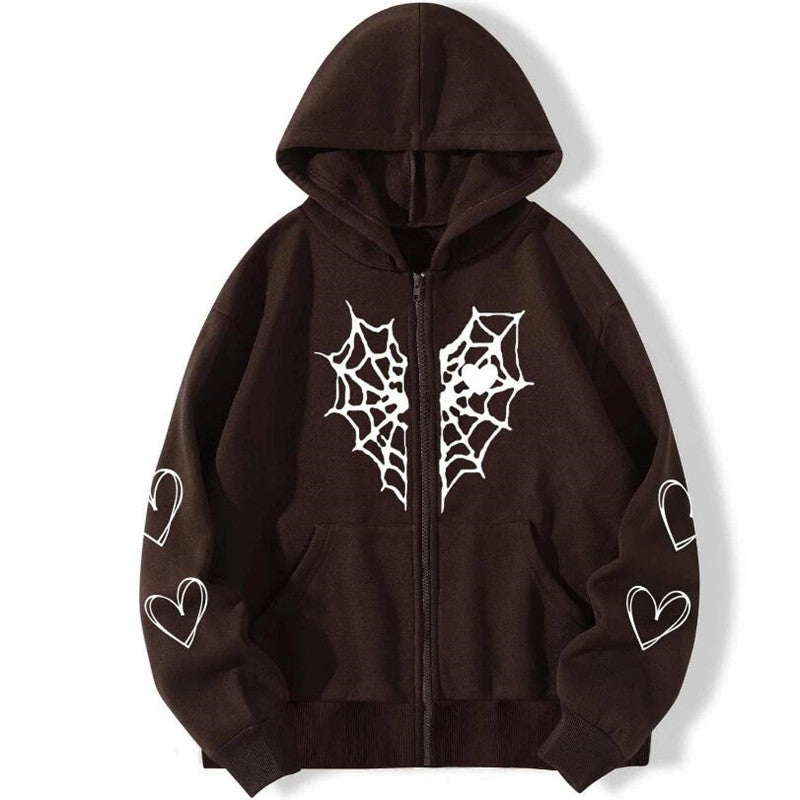 Spider Rhinestone Print Tide With The Same Cardigan Jacket - BERSHVIBE