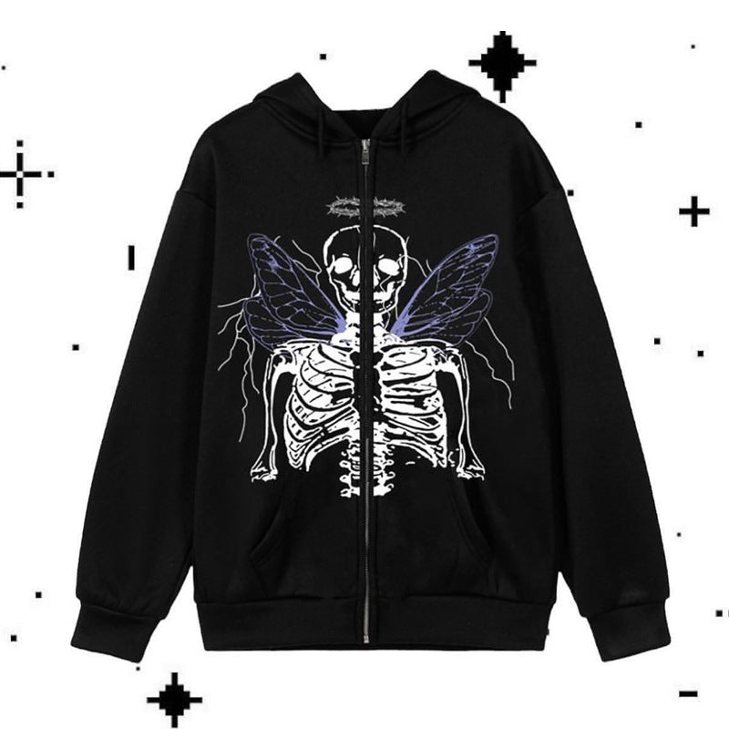 Spider Rhinestone Print Tide With The Same Cardigan Jacket - BERSHVIBE