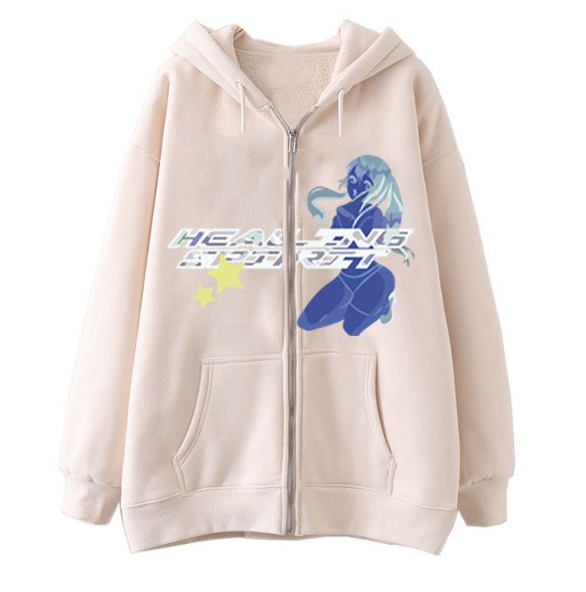 Sweatshirt Print Zip - BERSHVIBE