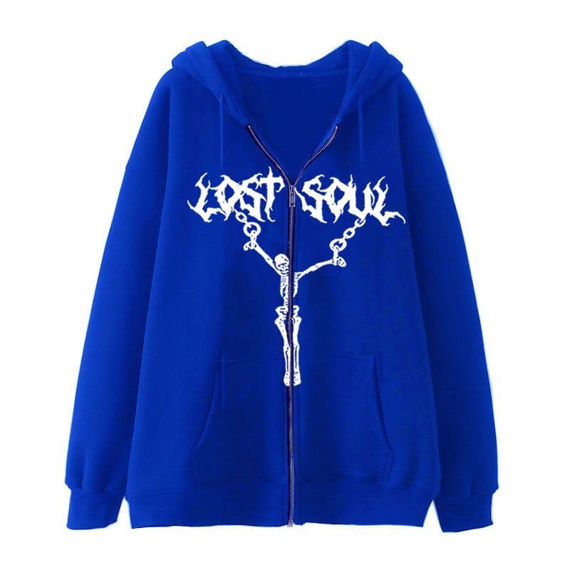 Women's Street Hip-hop Jacket Skeleton Zipper - BERSHVIBE