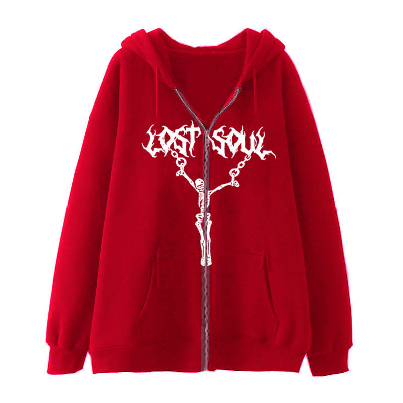 Women's Street Hip-hop Jacket Skeleton Zipper - BERSHVIBE