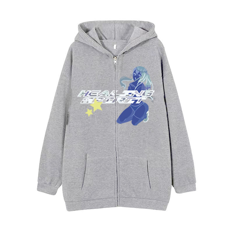 Sweatshirt Print Zip - BERSHVIBE
