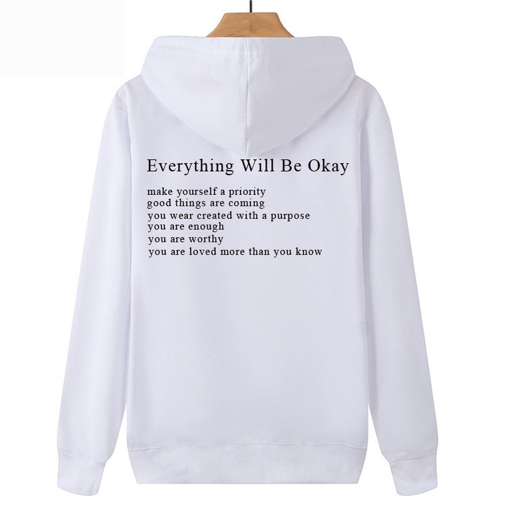 Everything Will Be Okay Loose Casual Men's And Women's Korean Version Loose Round Neck Top - BERSHVIBE