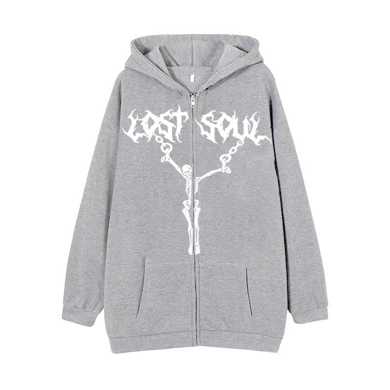 Women's Street Hip-hop Jacket Skeleton Zipper - BERSHVIBE