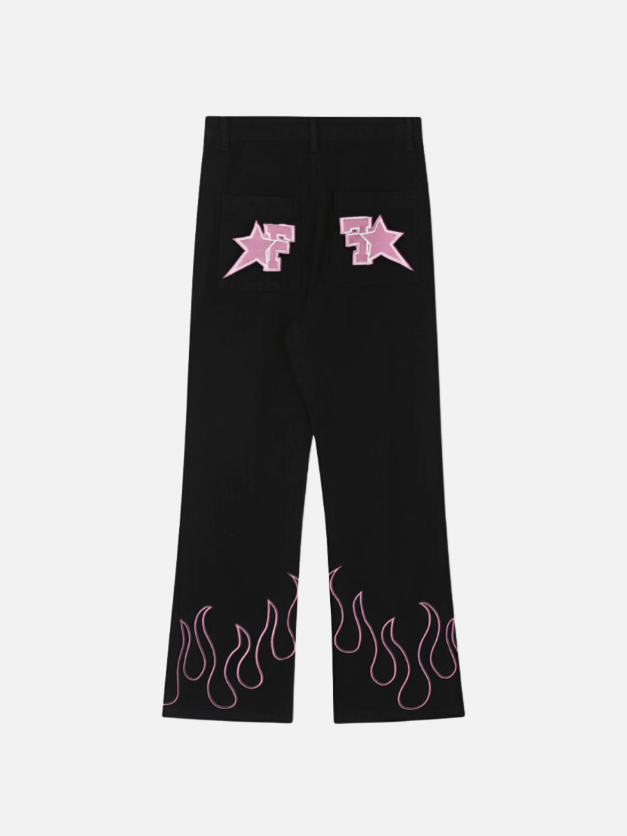 jeans largo flare chama