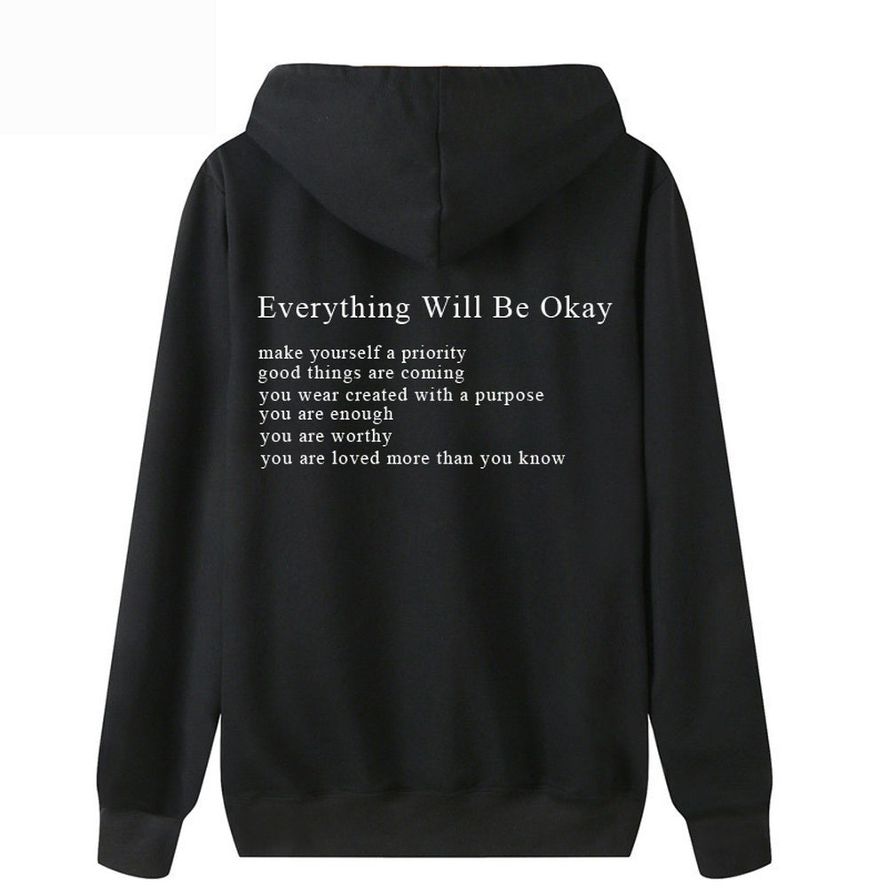 Everything Will Be Okay Loose Casual Men's And Women's Korean Version Loose Round Neck Top - BERSHVIBE