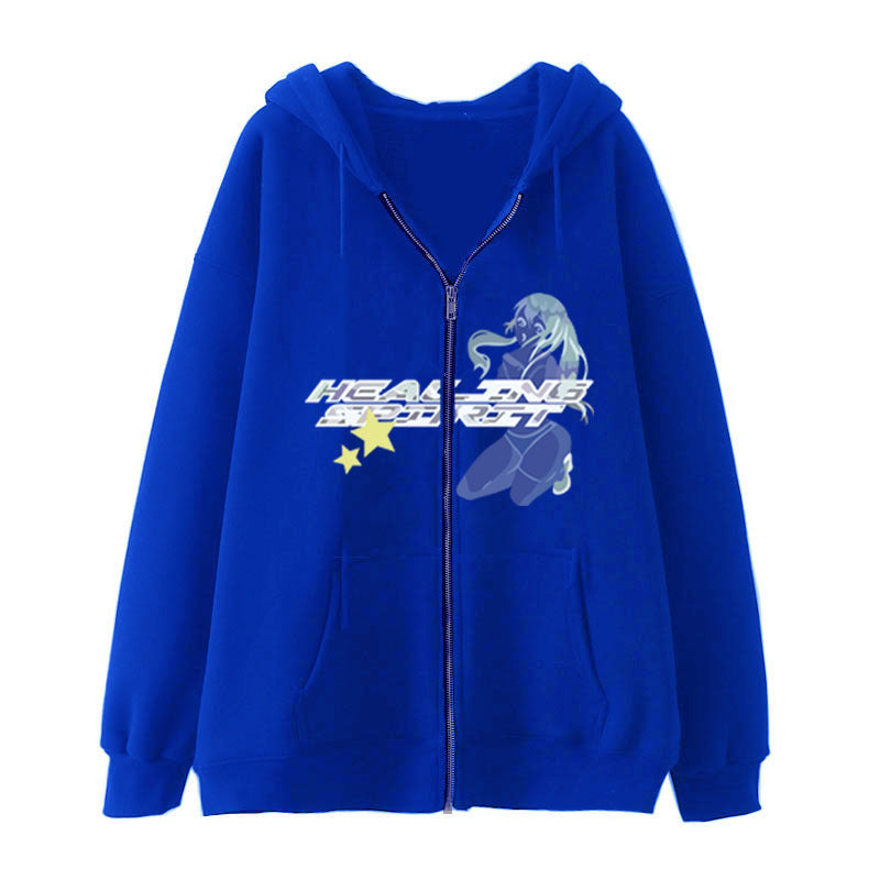 Sweatshirt Print Zip - BERSHVIBE