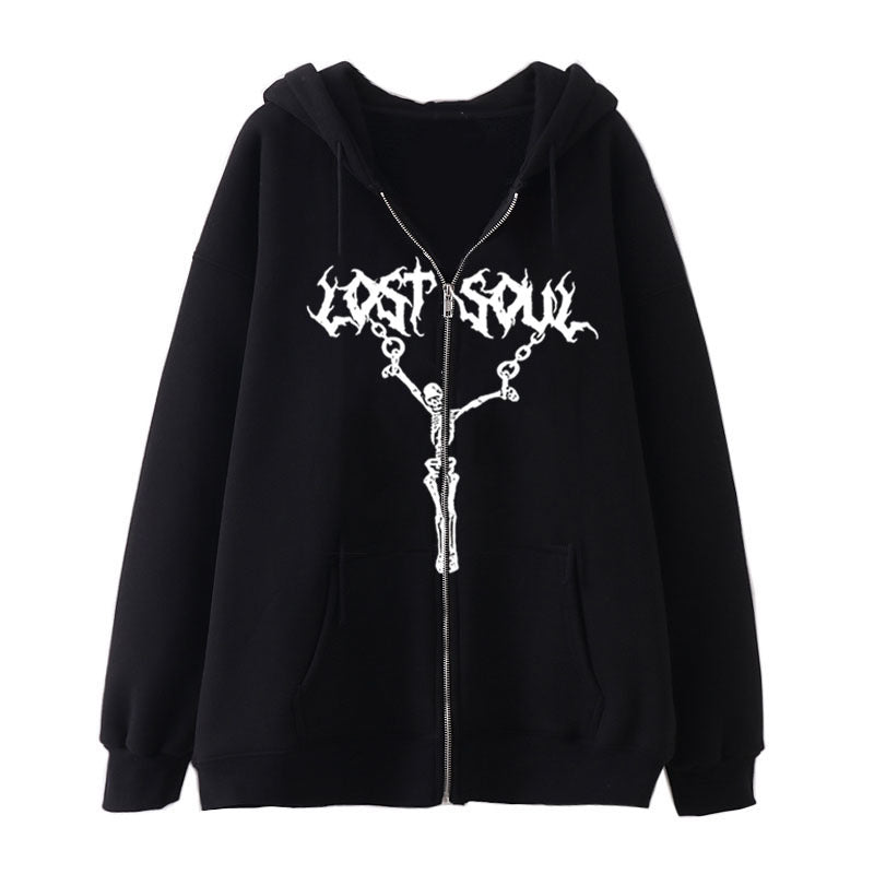 Women's Street Hip-hop Jacket Skeleton Zipper - BERSHVIBE