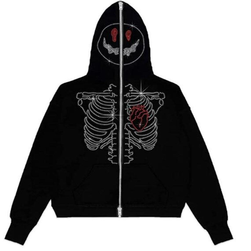 Spider Rhinestone Print Tide With The Same Cardigan Jacket - BERSHVIBE