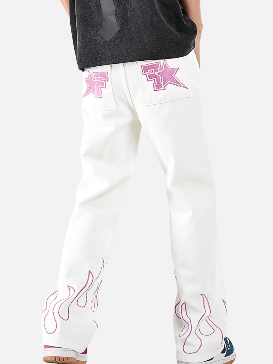 jeans largo flare chama