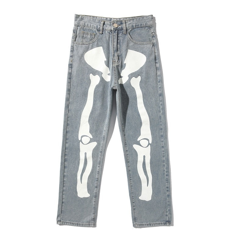 Esqueleto de perna larga jeans