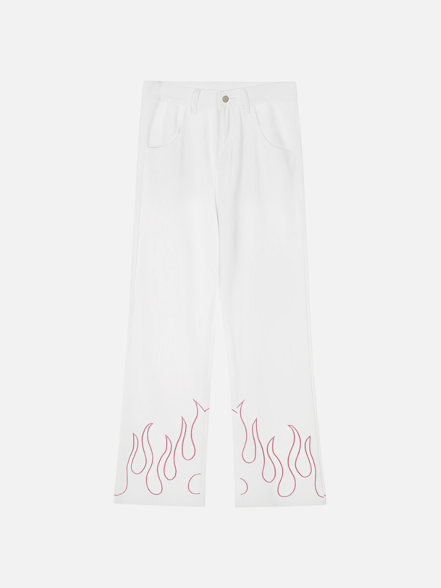 jeans largo flare chama
