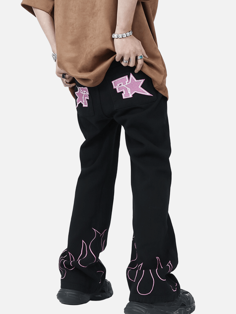 jeans largo flare chama