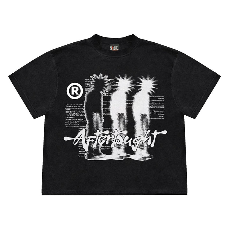 Portrait Printing Loose All-match Solid Color Loose Short Sleeve - BERSHVIBE