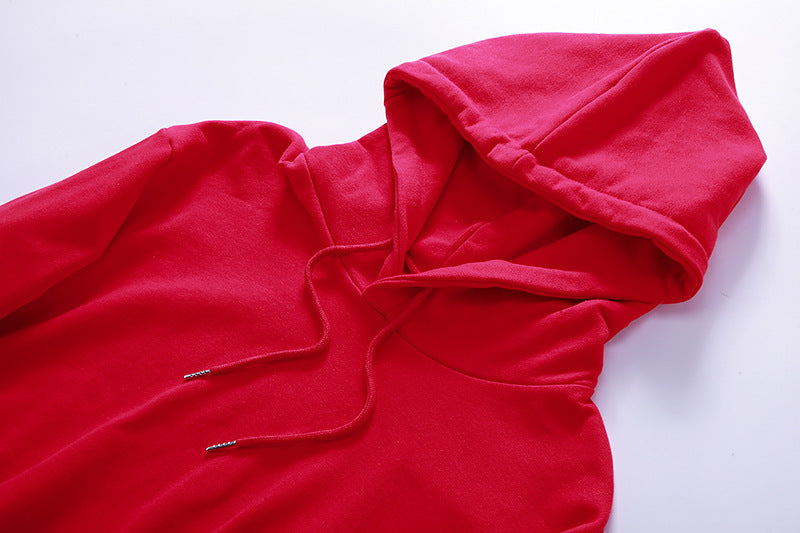 Cotton Hooded Pullover Short Sweater Exposed Navel - BERSHVIBE