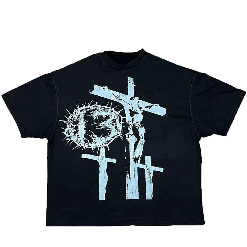T-shirt de algodão Harajuku