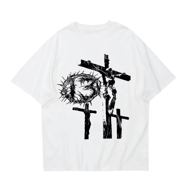 T-shirt de algodão Harajuku