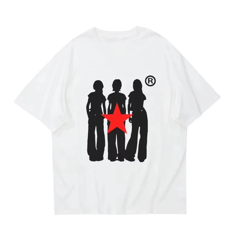T-shirt de algodão Harajuku