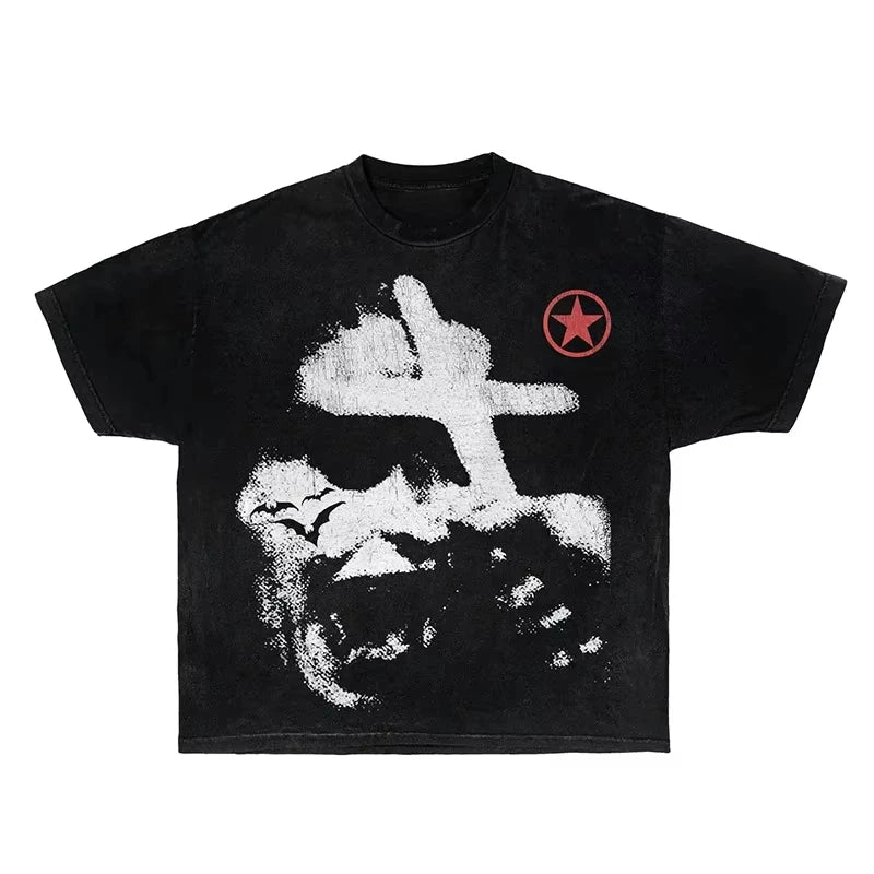 T-shirt de algodão Harajuku