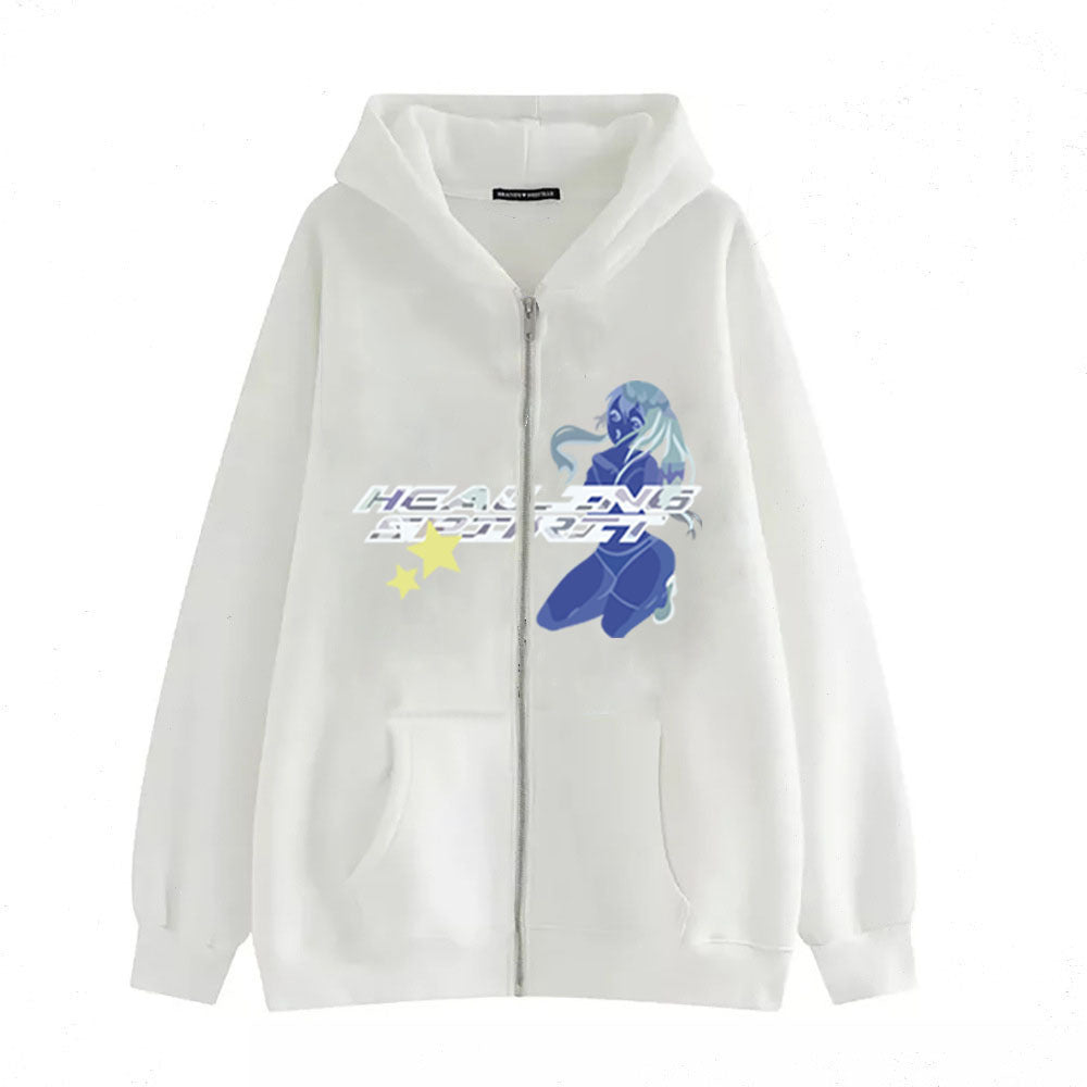 Sweatshirt Print Zip - BERSHVIBE
