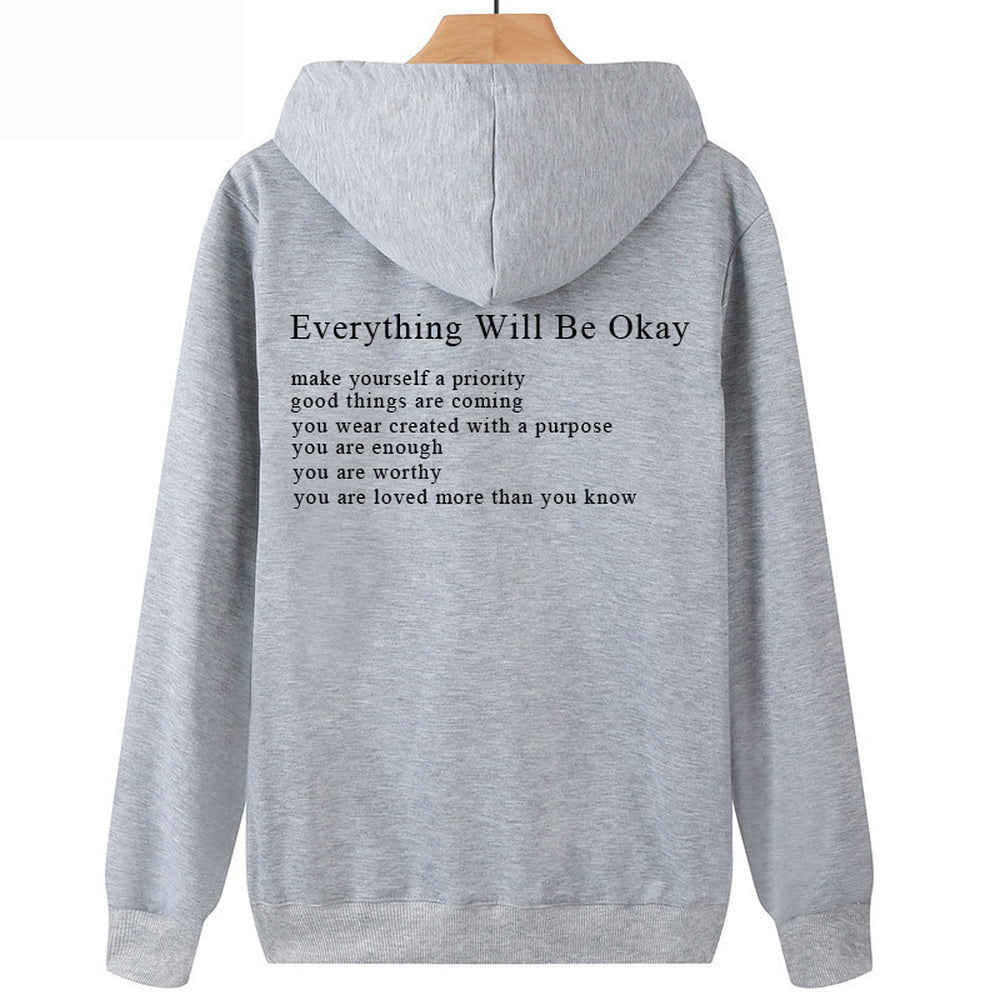 Everything Will Be Okay Loose Casual Men's And Women's Korean Version Loose Round Neck Top - BERSHVIBE